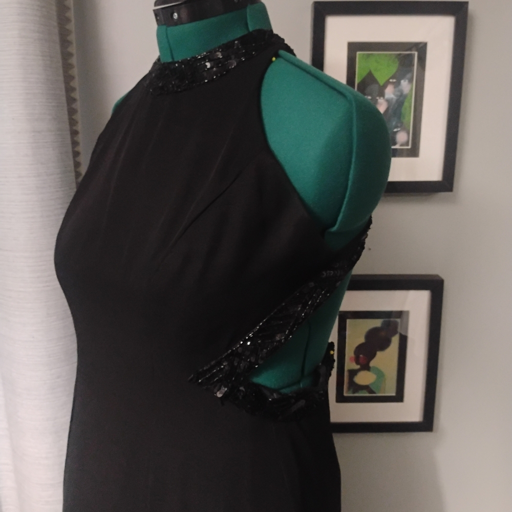 Dave & Johnny Sequin Accent Open Back Black Formal Dress Sz 7 8 - Picture 5 of 14